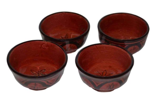 Red Ceramic Serving Set of Four Bowl 3"-2164