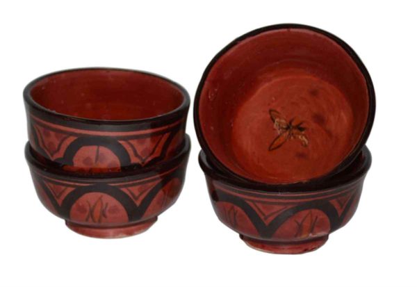 Red Ceramic Serving Set of Four Bowl 3"-0