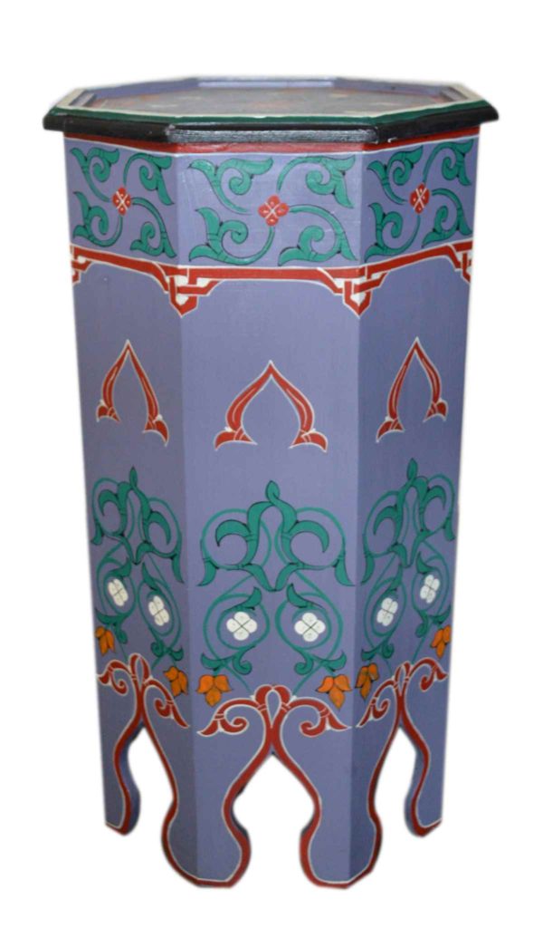 Tall handmade Wood Table Painted Purple-9858