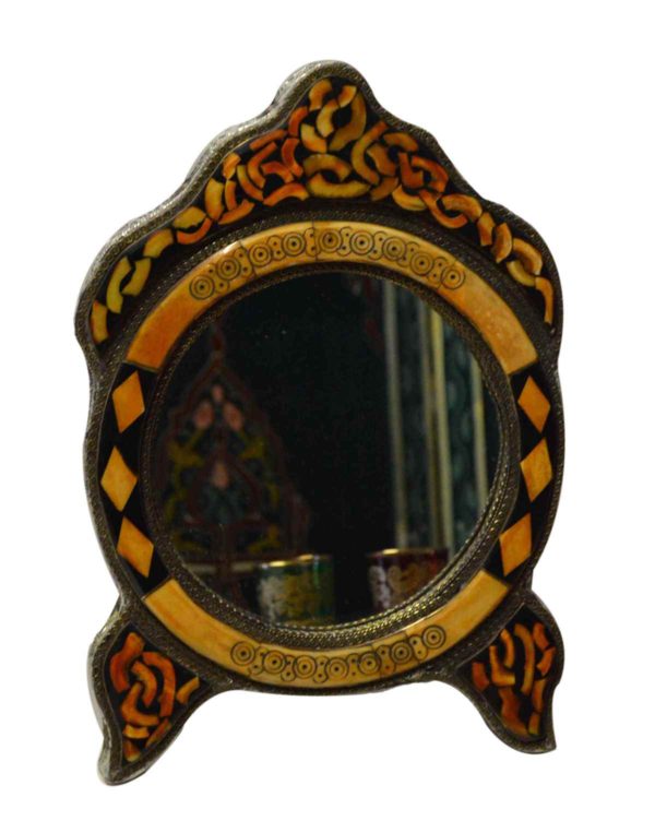Kawtar Small Orange Camelbone Mirror-2676