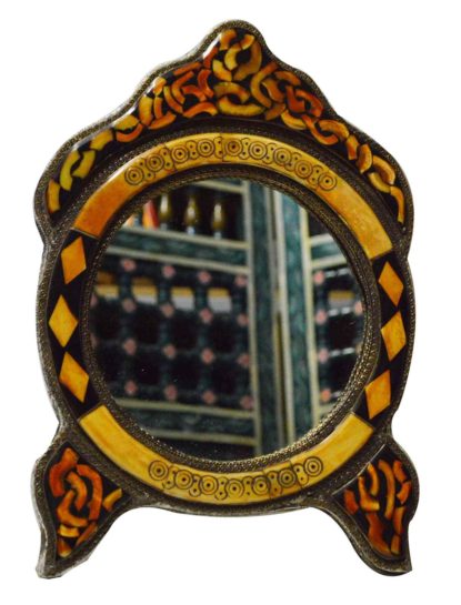 Kawtar Small Orange Camelbone Mirror-0