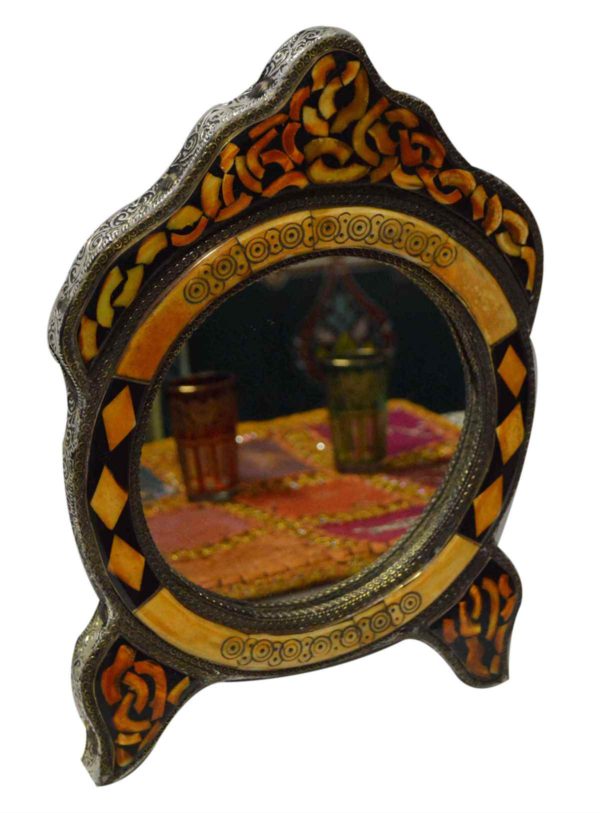 Kawtar Small Orange Camelbone Mirror-2679