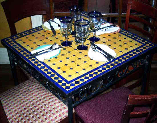 Square Blue & Yellow Mosaic Table-0