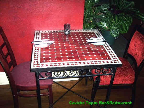 Burgundy & White Mosaic Square Table-0