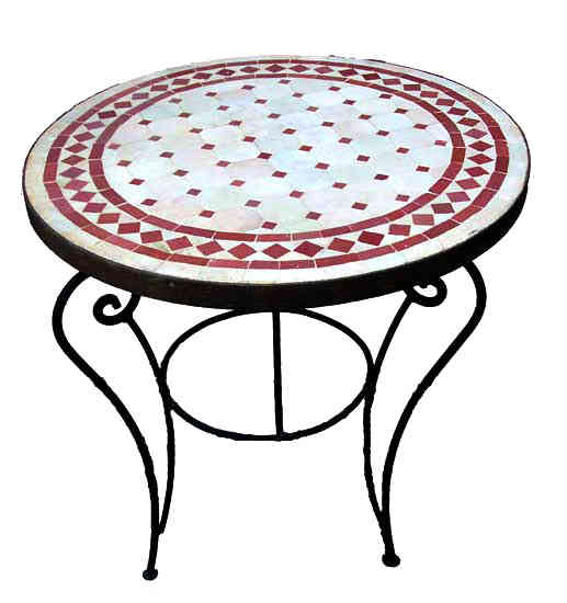 Round Mosaic Table Burgundy-0