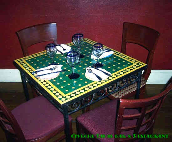 Square Green & Yellow Mosaic Table-0