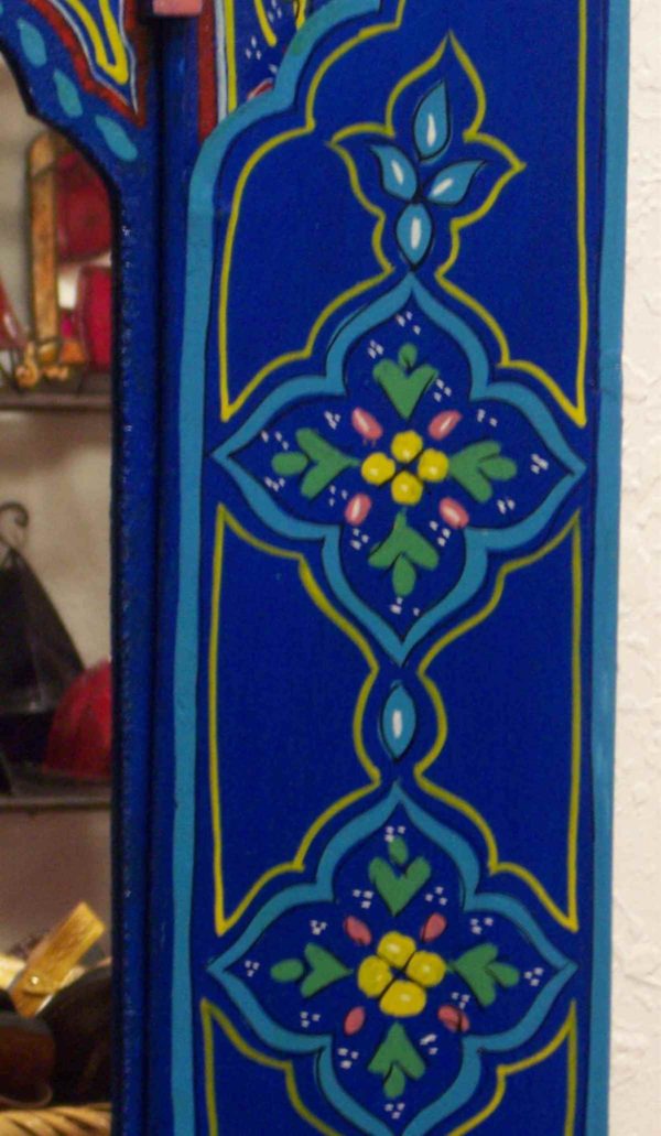 Moroccan Wood Mirror Large Blue-7636