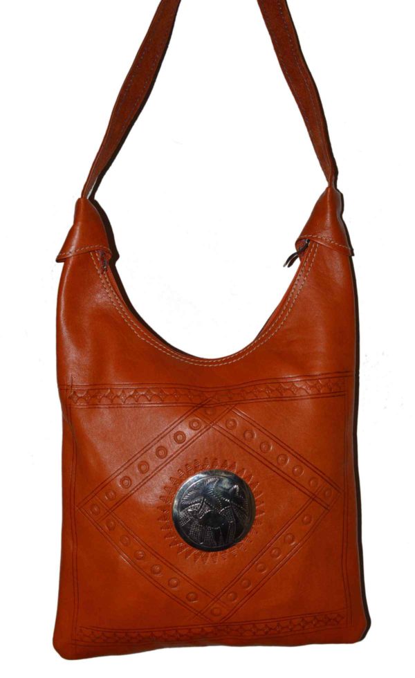 Large Leather Orange Bag -0