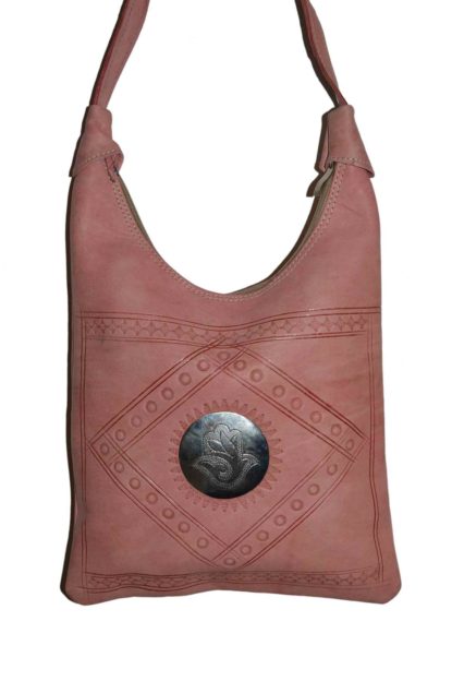 Large Leather Pink Bag -0