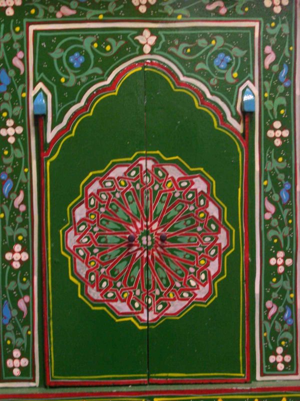 Moroccan Wood Mirror Large Green -2728