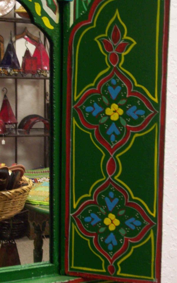 Moroccan Wood Mirror Large Green -2731