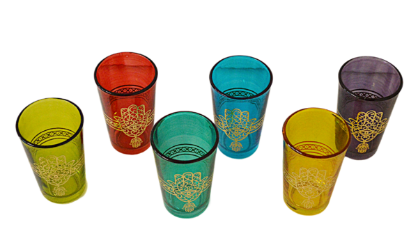 Khmissa Moroccan Tea Glasses Set of 6 - Image 3