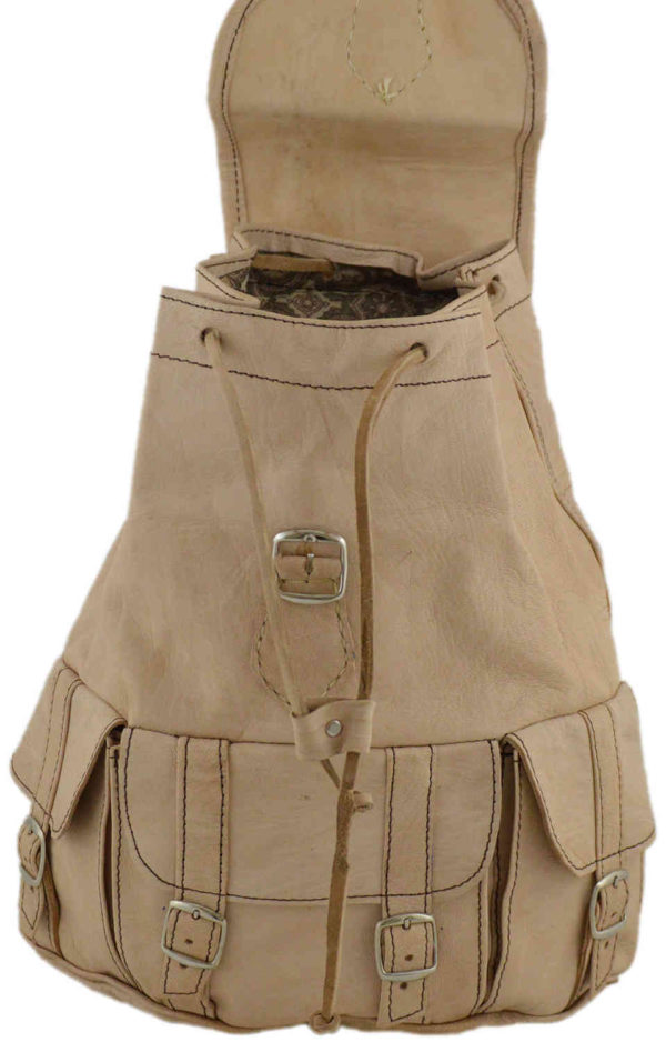 Leather Cross Shoulder Bag Beige-3665