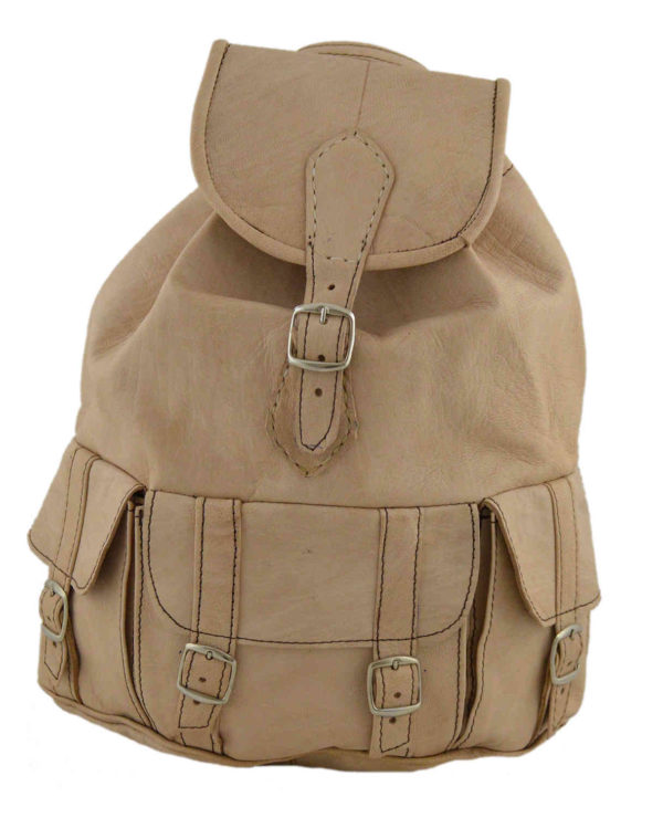 Leather Cross Shoulder Bag Beige-0