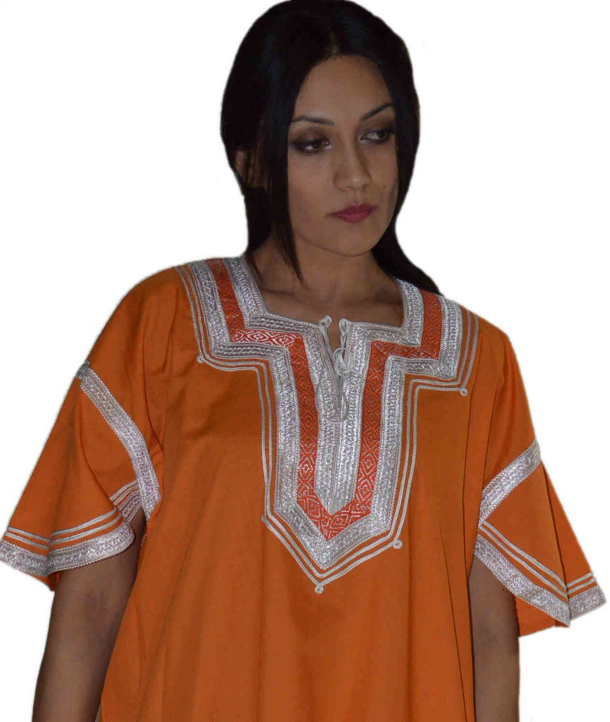 Halima Orange Moroccan Woman Casual Kaftan Treasure of Morocco