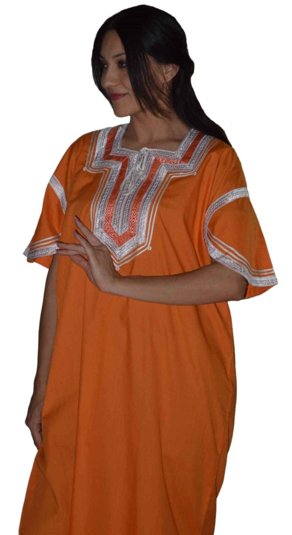 Halima Handmade Caftan Orange -7218