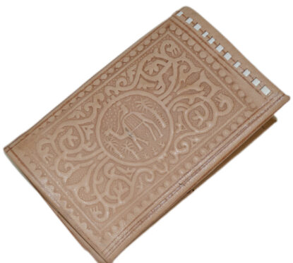 Moroccan Handmade Leather Wallet Carved Bi-fold Medium Natural 