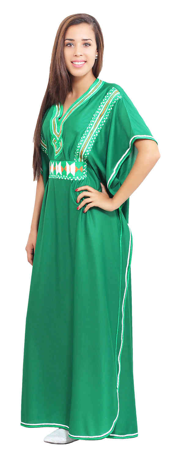 Fatima Handmade Caftan Green-3945