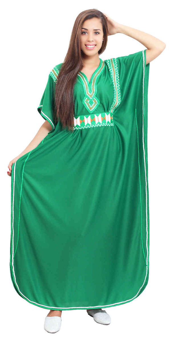 Fatima Handmade Caftan Green-3943