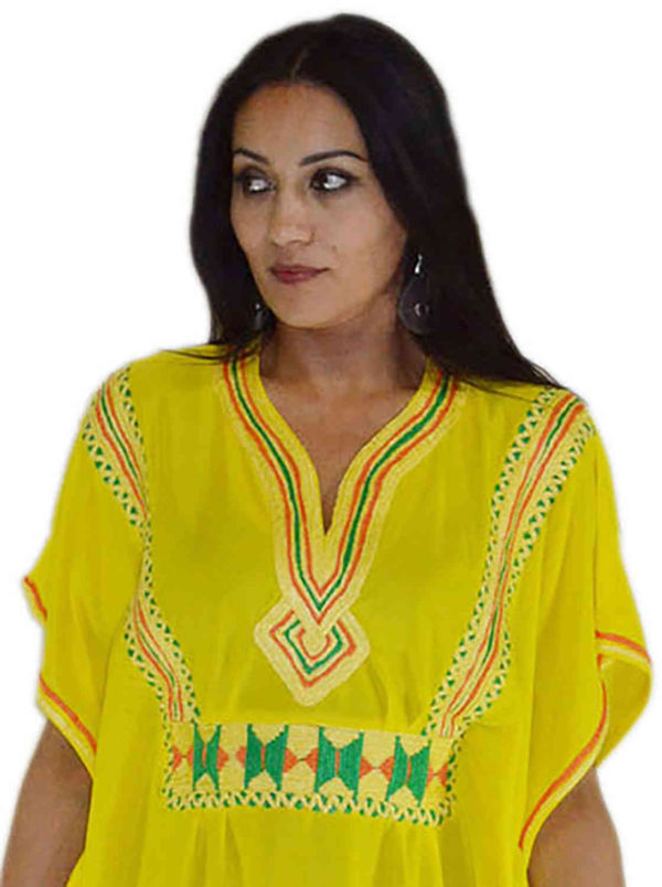 Fatima Handmade Caftan Yellow-7208