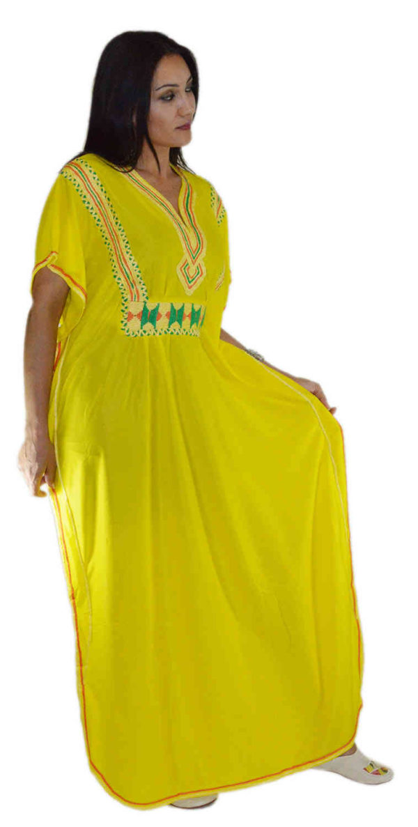 Fatima Handmade Caftan Yellow-7209