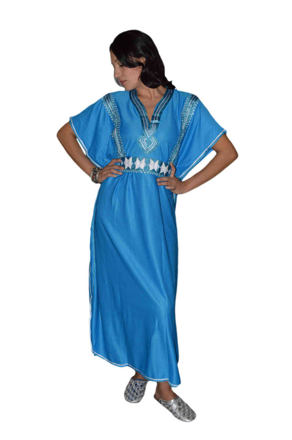 Fatima Handmade Caftan Turquoise -3937