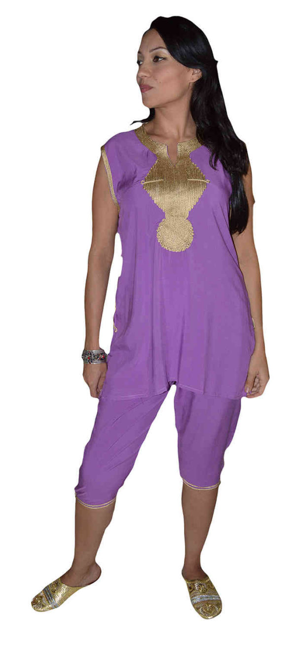 Chaima Tunic Pants Set Purple-4609