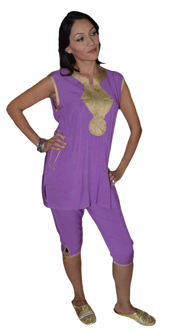 Chaima Tunic Pants Set Purple-4610