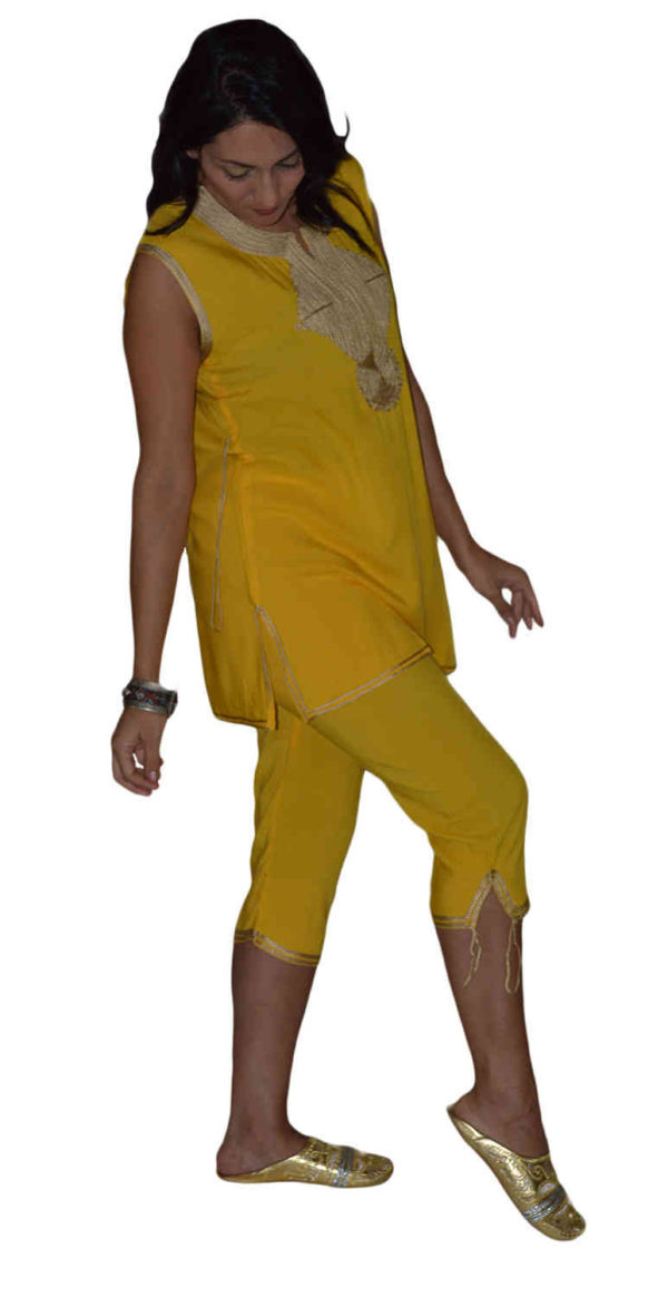 Chaima Tunic Pants Set Yellow-4603
