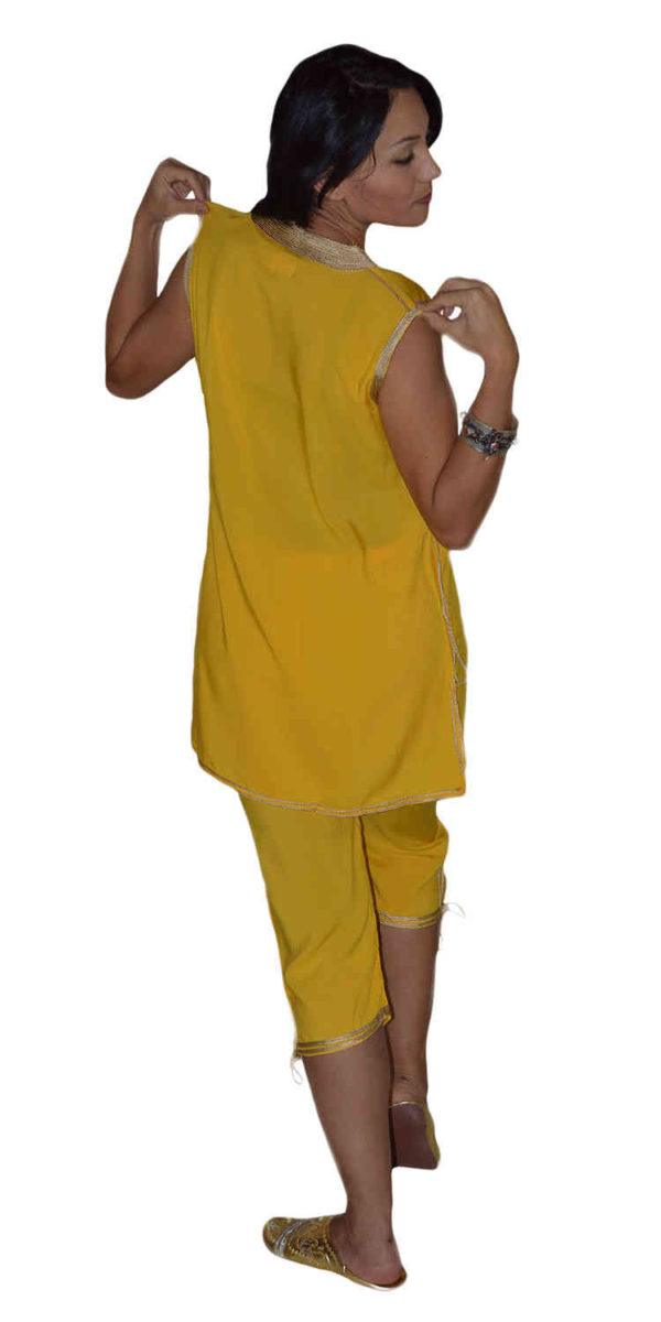 Chaima Tunic Pants Set Yellow-4602