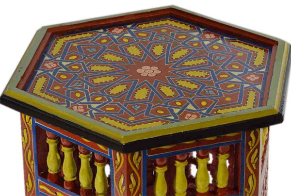 Moucharabi Wood Table Handmade Red-8366