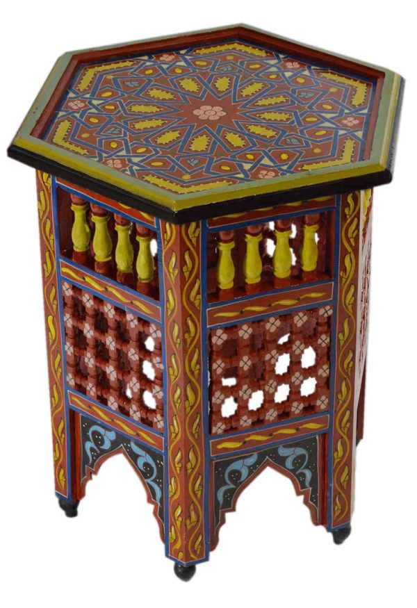 Moucharabi Wood Table Handmade Red-0