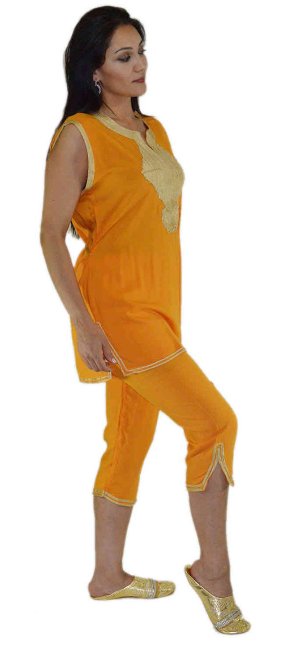 Chaima Tunic Pants Set Orange-4622