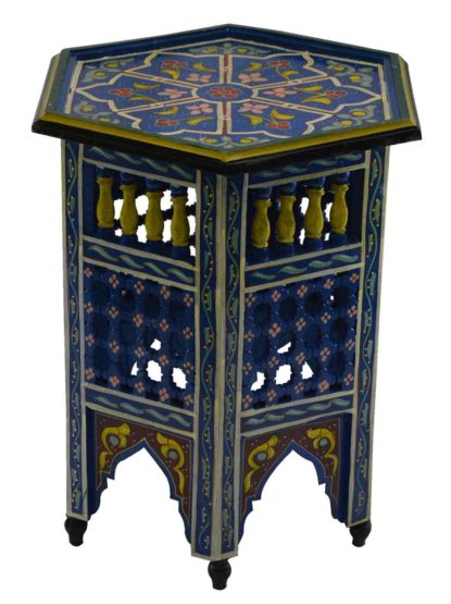 Moucharabi Wood Table Handmade Blue -0