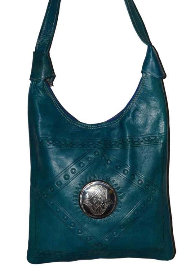 Large Leather Turquoise Bag -5058