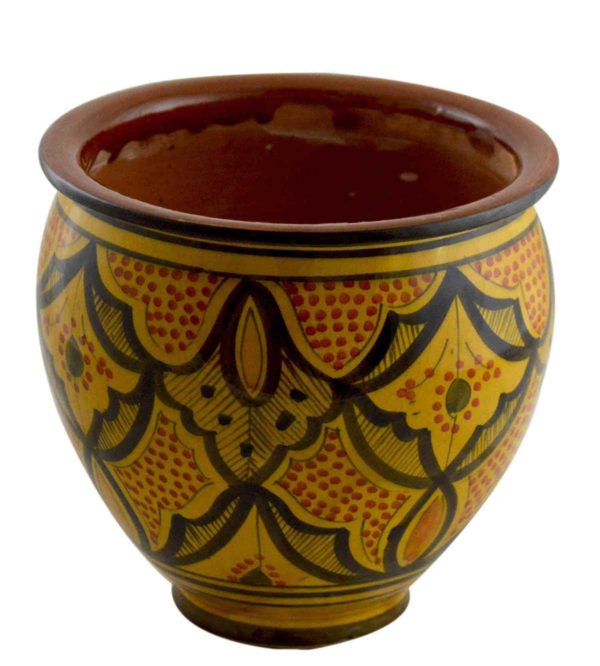 Yellow Handmade Ceramic Large Flower Pot -0
