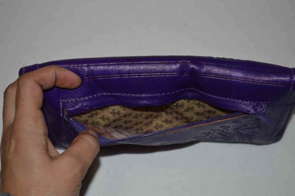 Marwa Leather Clutch Carved Purple-5217