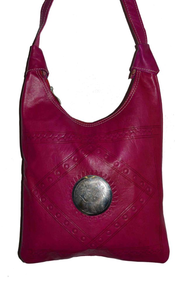 Large Leather Magenta Bag -5063