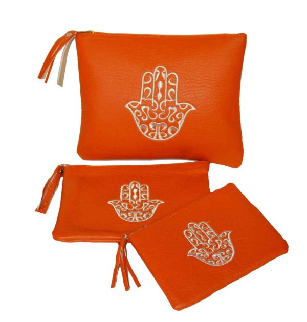 Set of three Moroccan Makeup Case Orange-0
