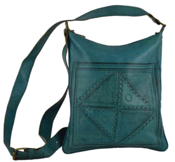 Medium Leather Bag Turquois-0