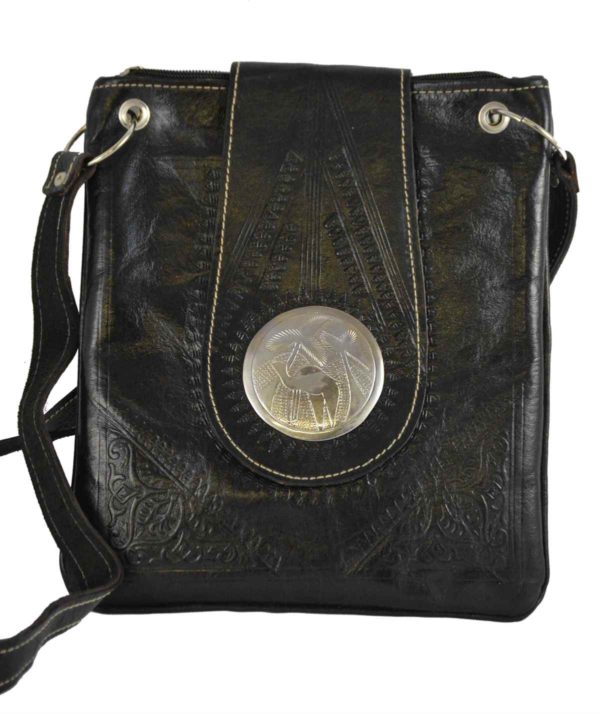Medium Leather Bag Black -0