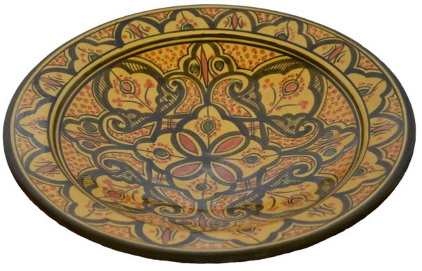 Safi Yellow Ceramic Serving Plate Handmade X-Large 14 inches-7087