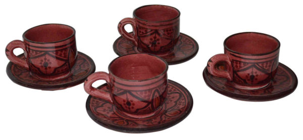 Espresso Cups And Saucer Red Set of 4 -0