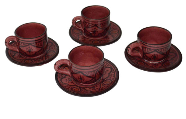 Espresso Cups And Saucer Red Set of 4 -9391