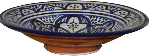 Fez Blue Ceramic Serving Plate Handmade Large 12"-7037