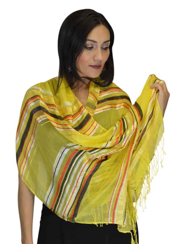 Rahma Shawl Silk Yellow-7464