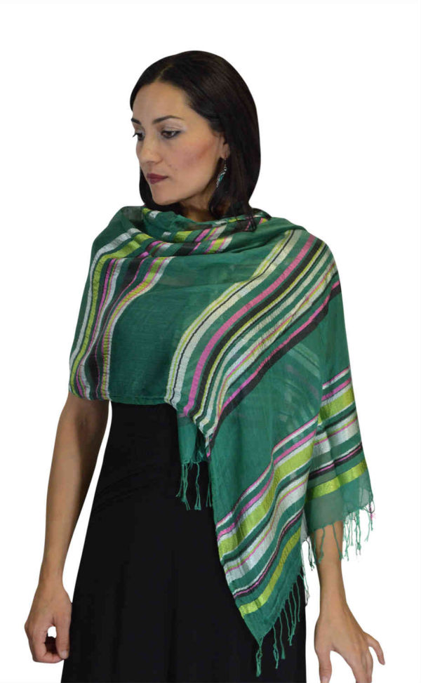 Rahma Shawl Silk Green-7416