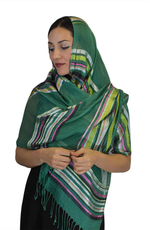 Rahma Shawl Silk Green-7413