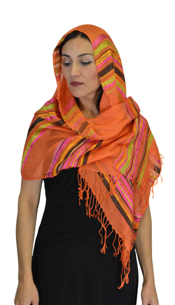 Rahma Shawl Silk Orange -7455