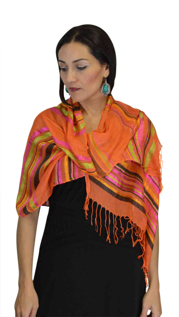 Rahma Shawl Silk Orange -7453